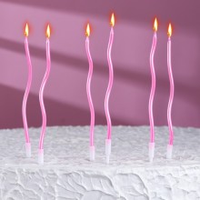 Свечи "Серпантин" витые коктейльные розовые 6 шт